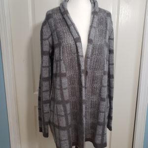 Gray Alpaca Wool Open Front Sweater Large